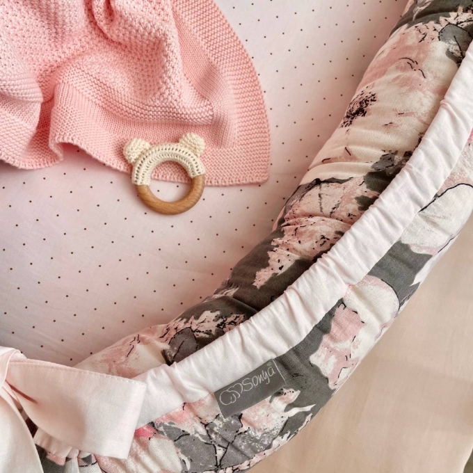 Protectie somn – Baby Nest patut bebe Flowers pastel